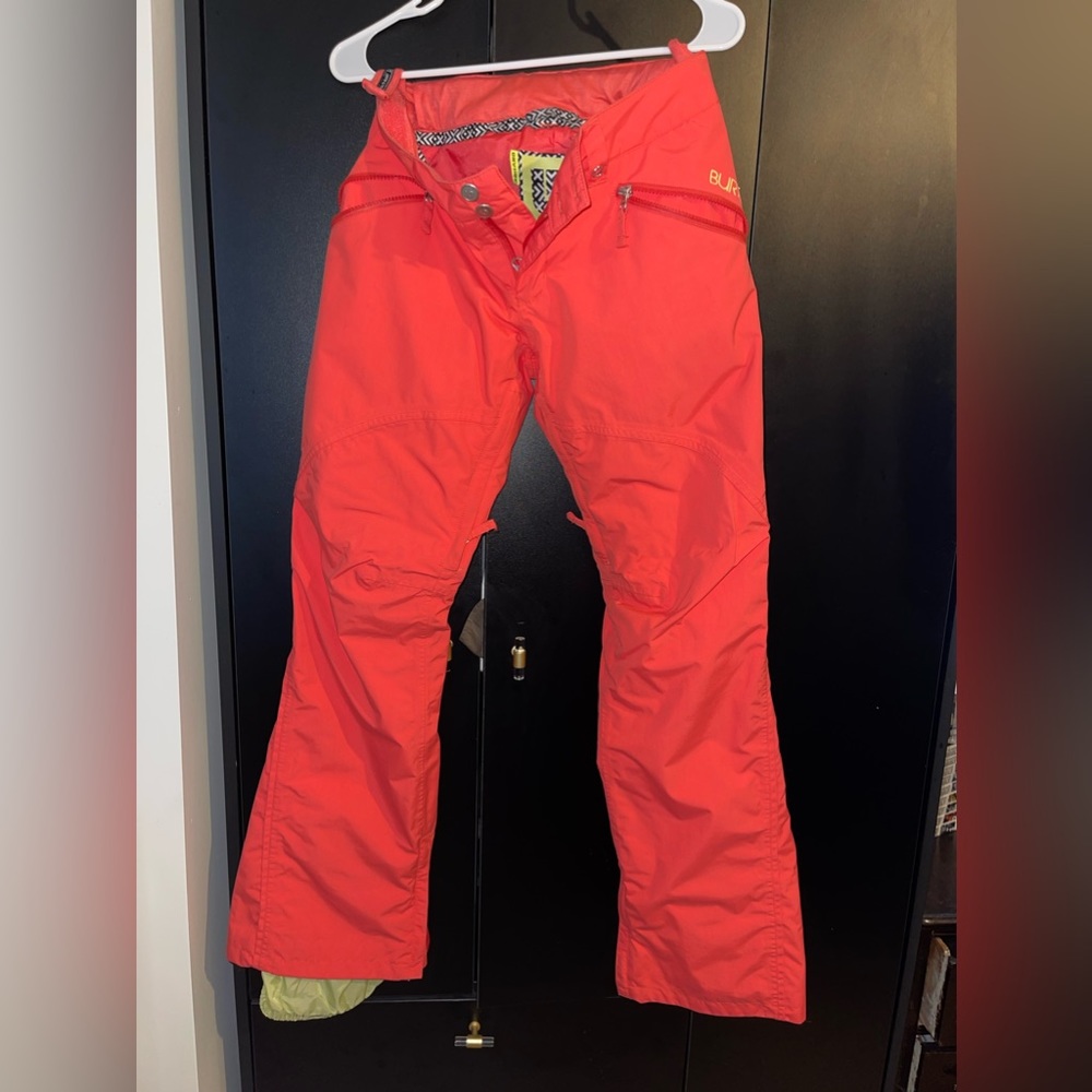 Hot pink and yellow Burton snowboard pants